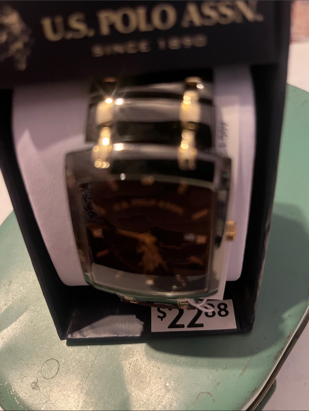U.S. Polo Assn. Black and Gold Rectangular Men’s Watch - Picture 4 of 6
